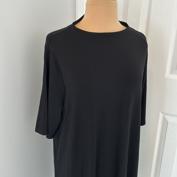 Eileen Fisher Black Tencel Stretch Shift Dress - Picture 4 of 7